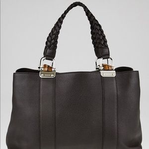 Gucci Brown Leather Bamboo Bar Medium Tote Bag